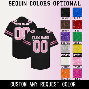 Women's glitter bling football jersey with custom name and number