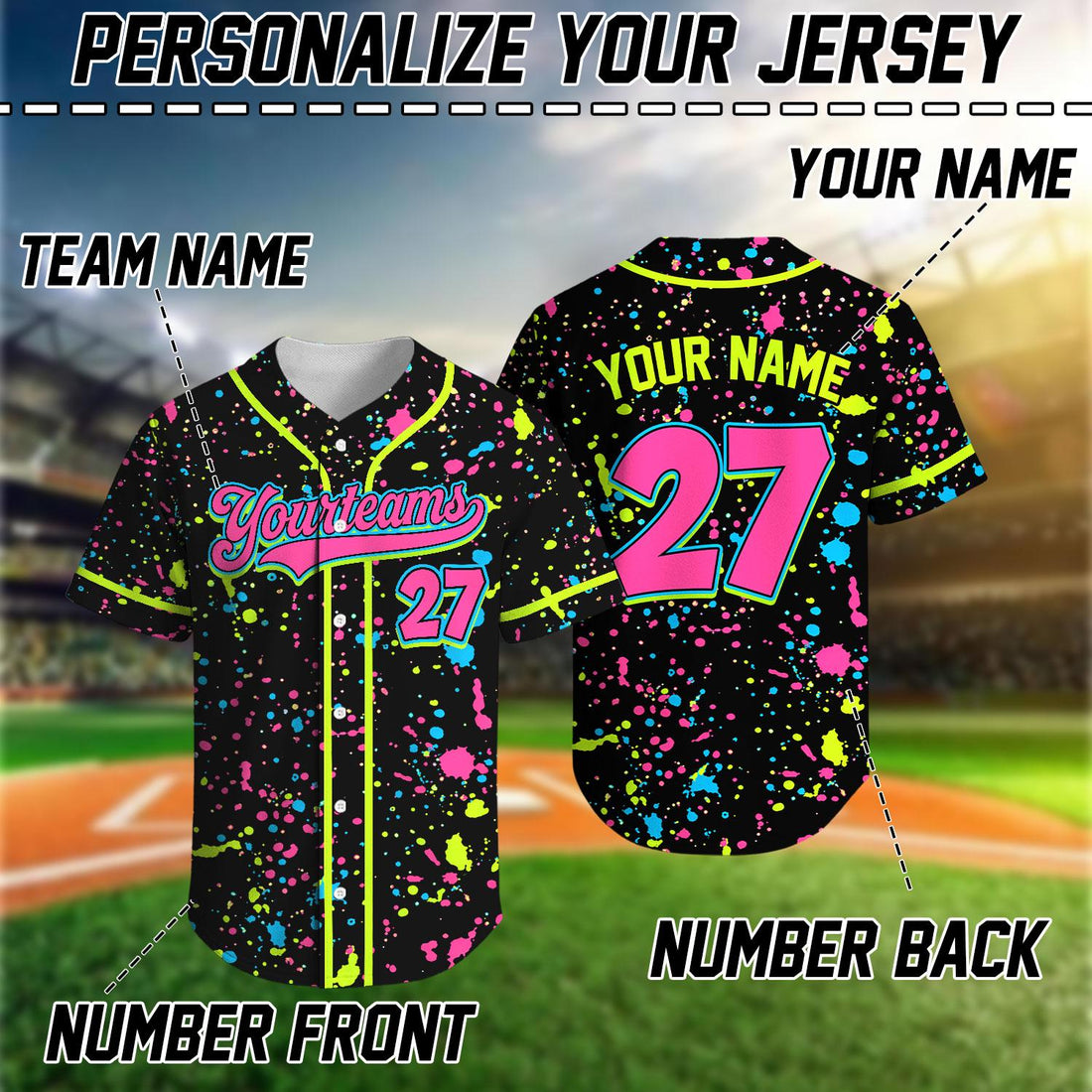 Party animal baseball jersey with custom team name and number
