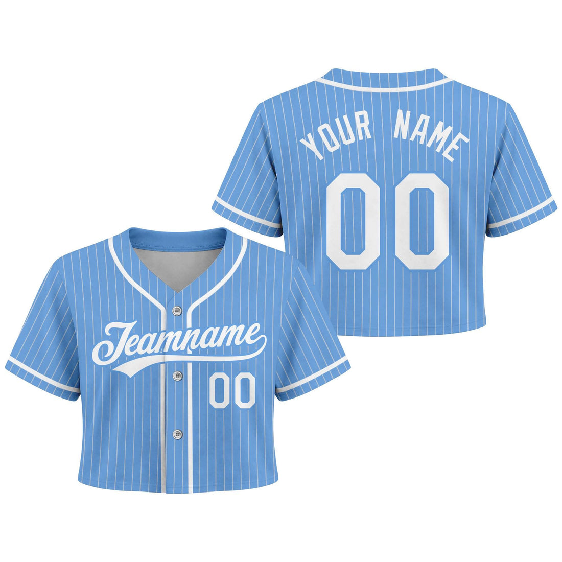 Navy and white pinstripe baseball crop jersey with custom name and number - photo 3