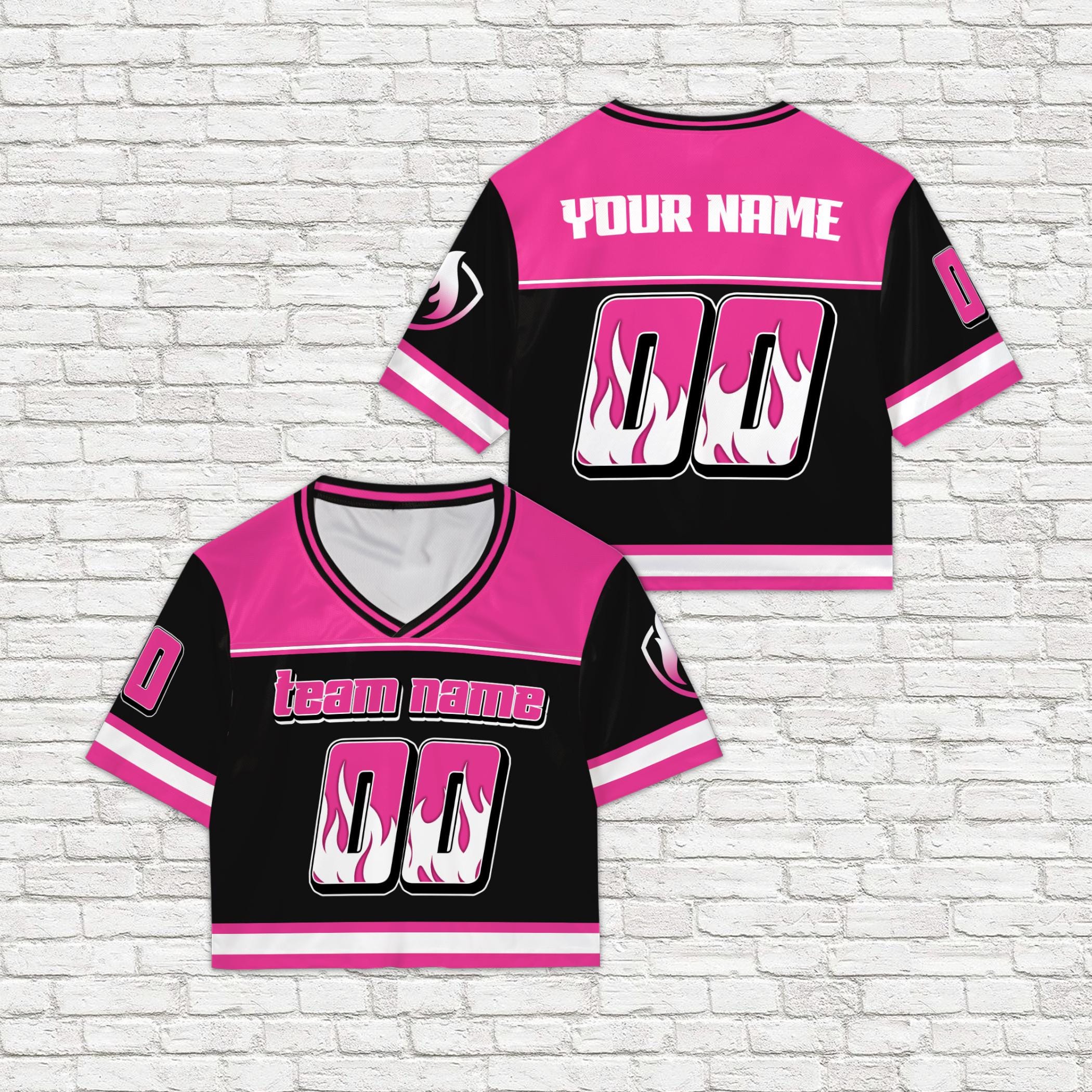 Flame varsity football crop jersey with custom team name and number - photo 4