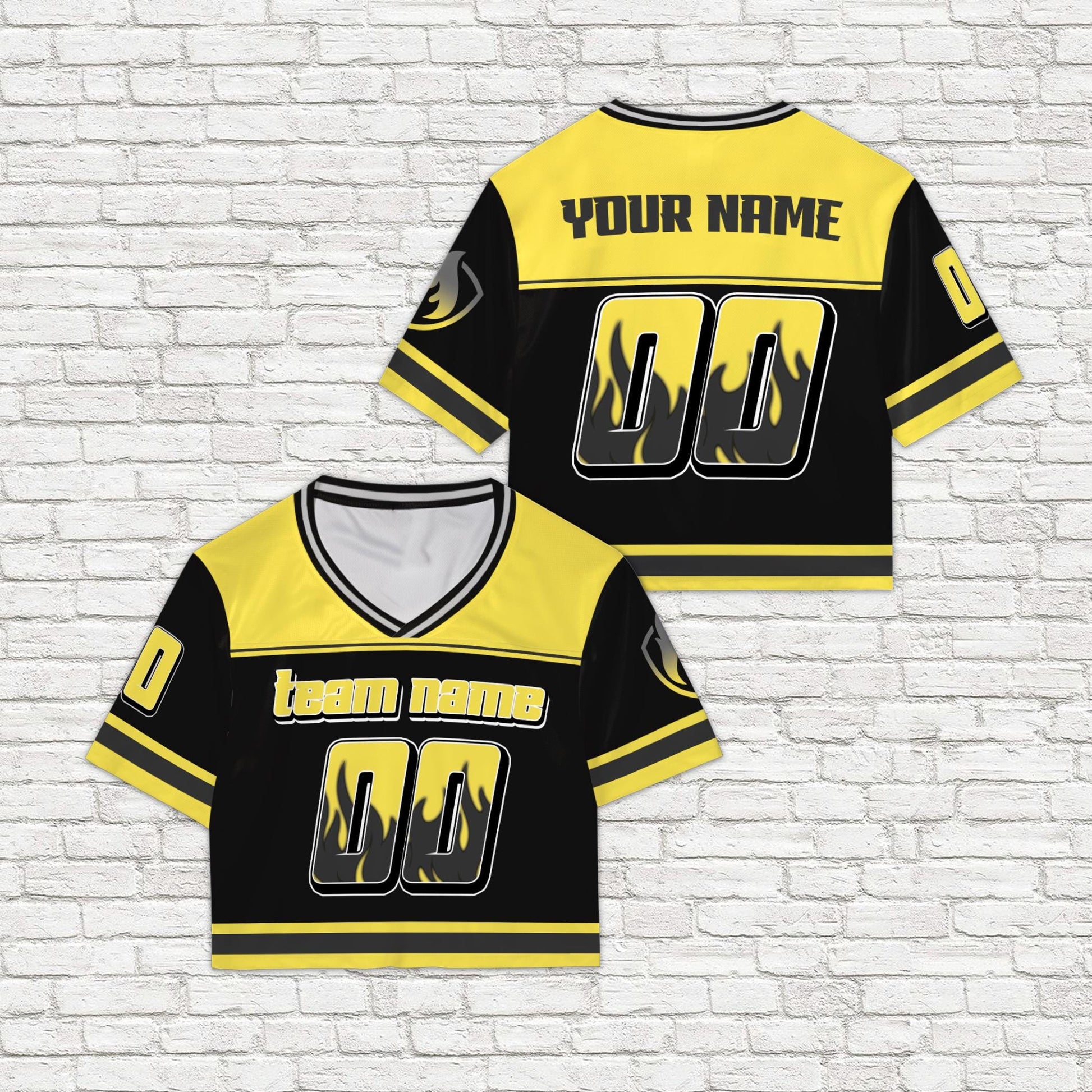 Flame varsity football crop jersey with custom team name and number - photo 5