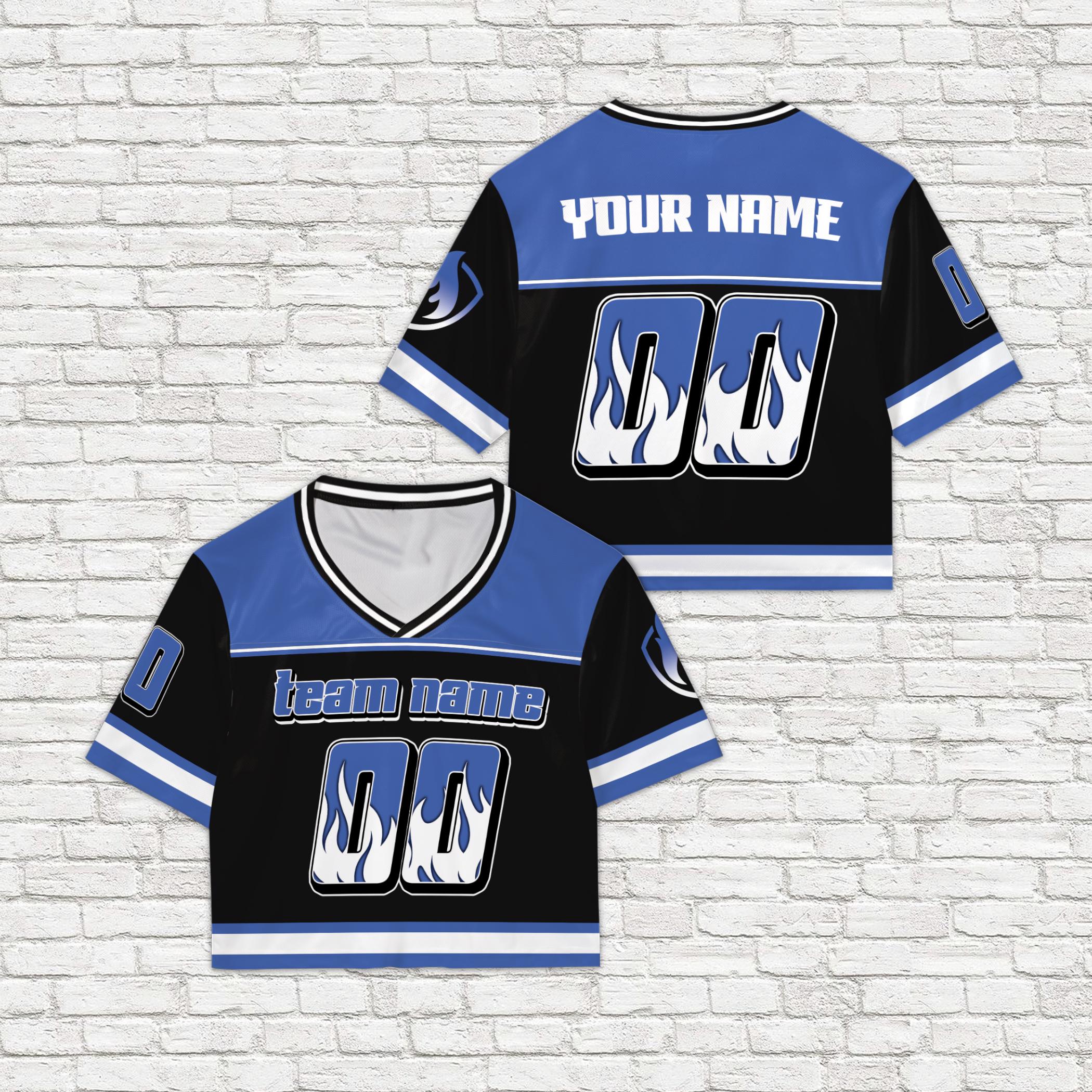 Flame varsity football crop jersey with custom team name and number - photo 3