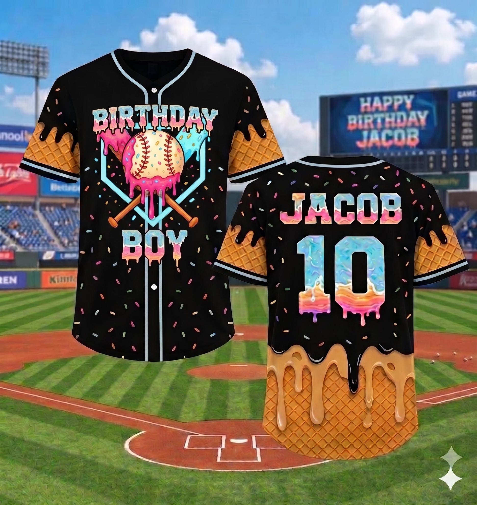 Ice cream drip baseball jersey with custom name and number - photo 2