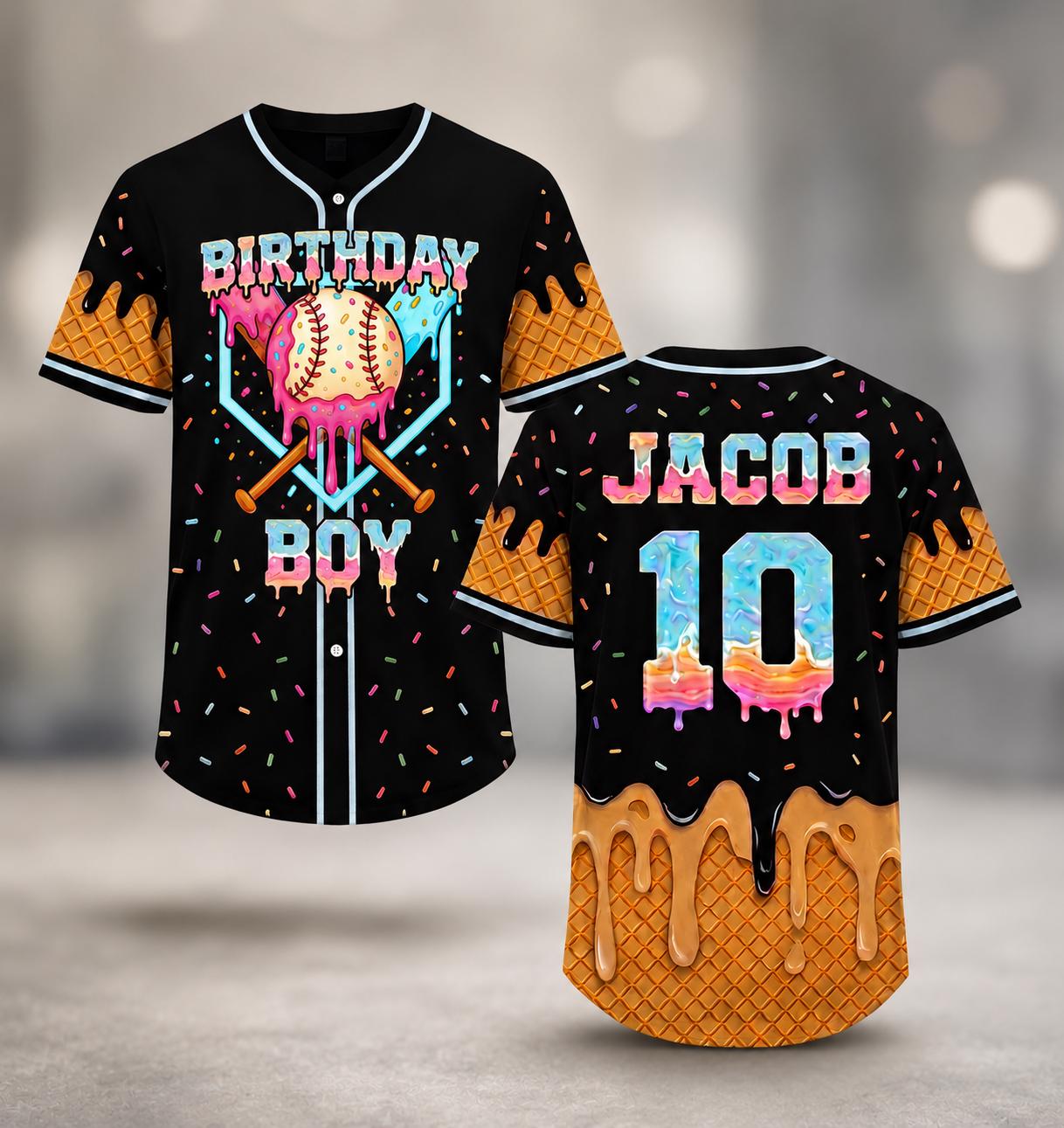 Ice cream drip baseball jersey with custom name and number - photo 3