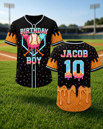 Ice cream drip baseball jersey with custom name and number