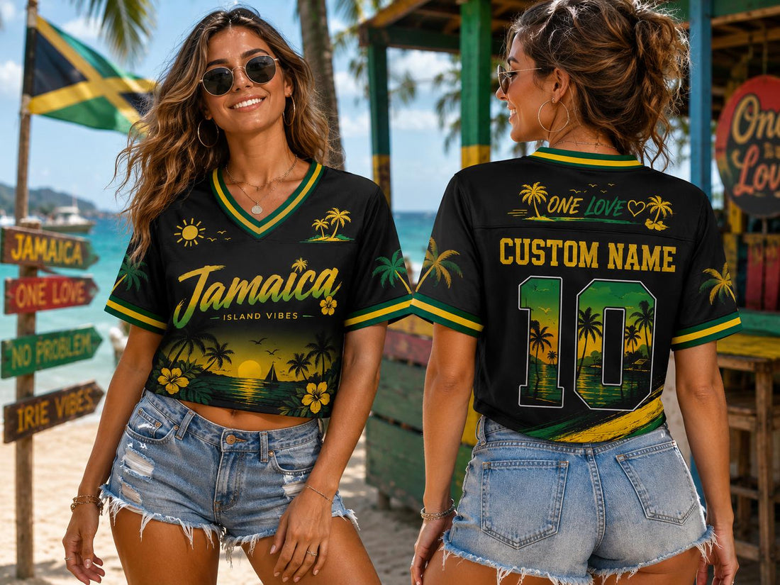 Jamaica crop football jersey with custom name and number