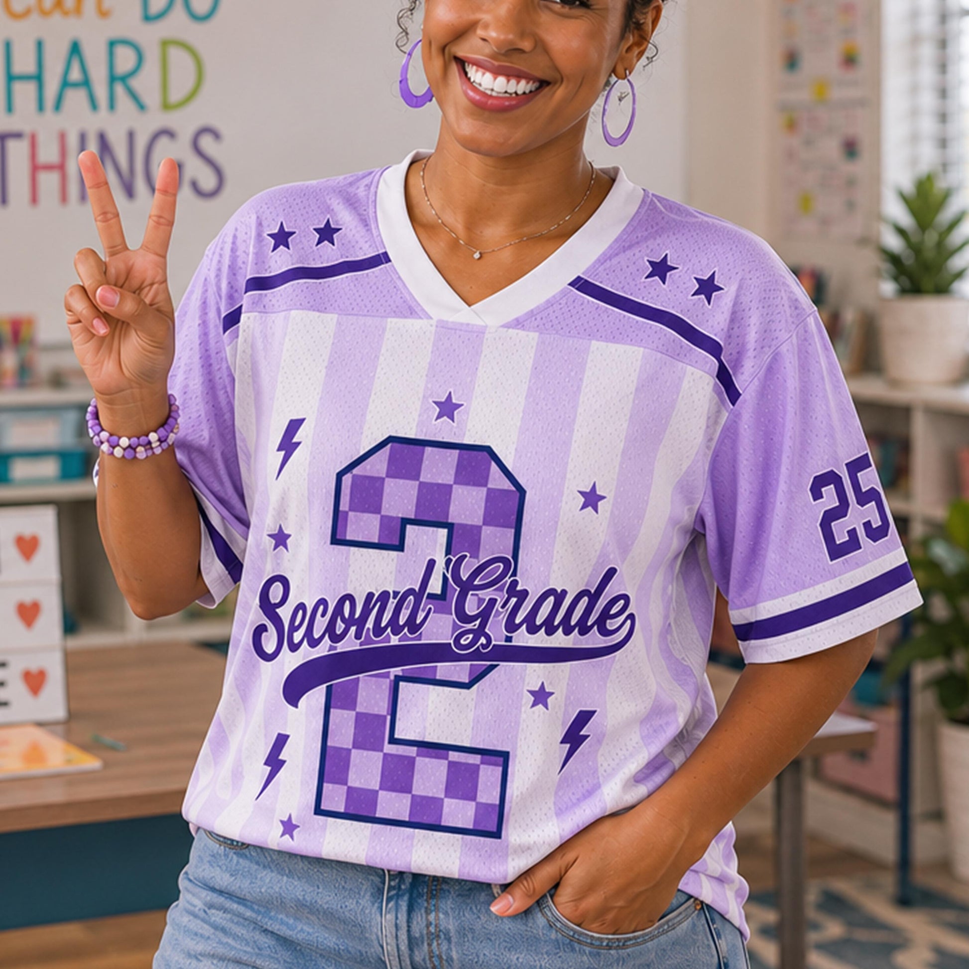 Teacher football jersey with custom grade name and number - photo 4