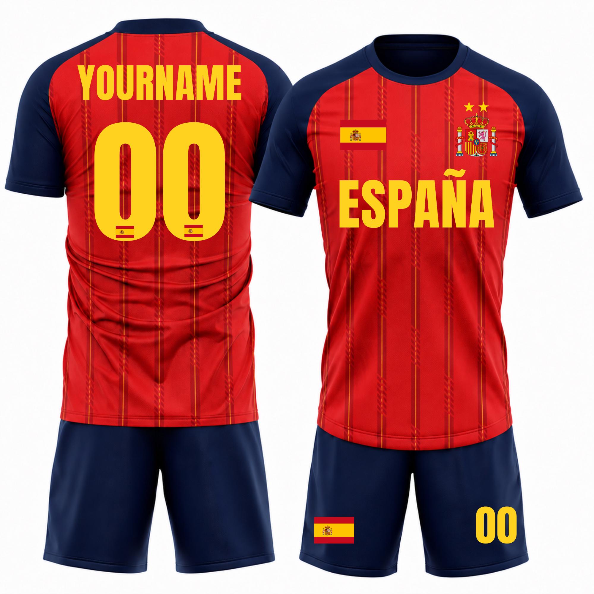 Spain 2026 custom soccer jersey with personalized name and number