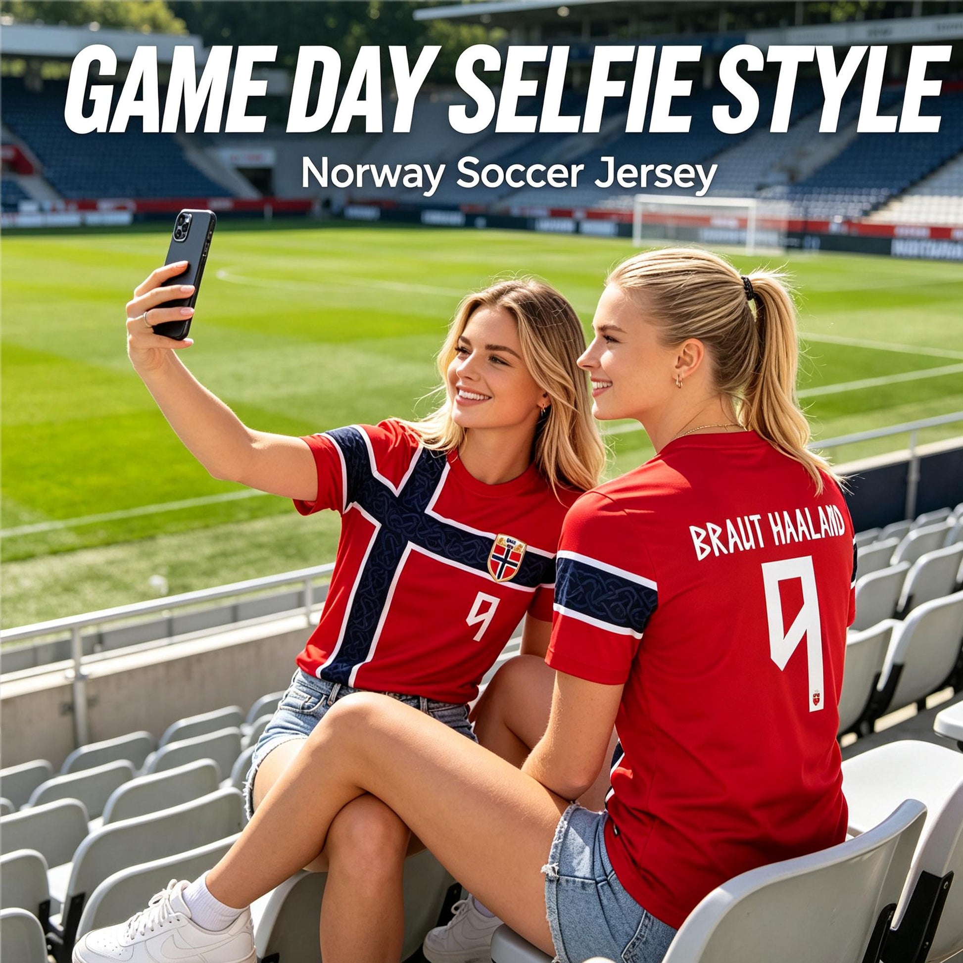 Norway custom soccer jersey with red Nordic cross and personalized name and number - photo 3