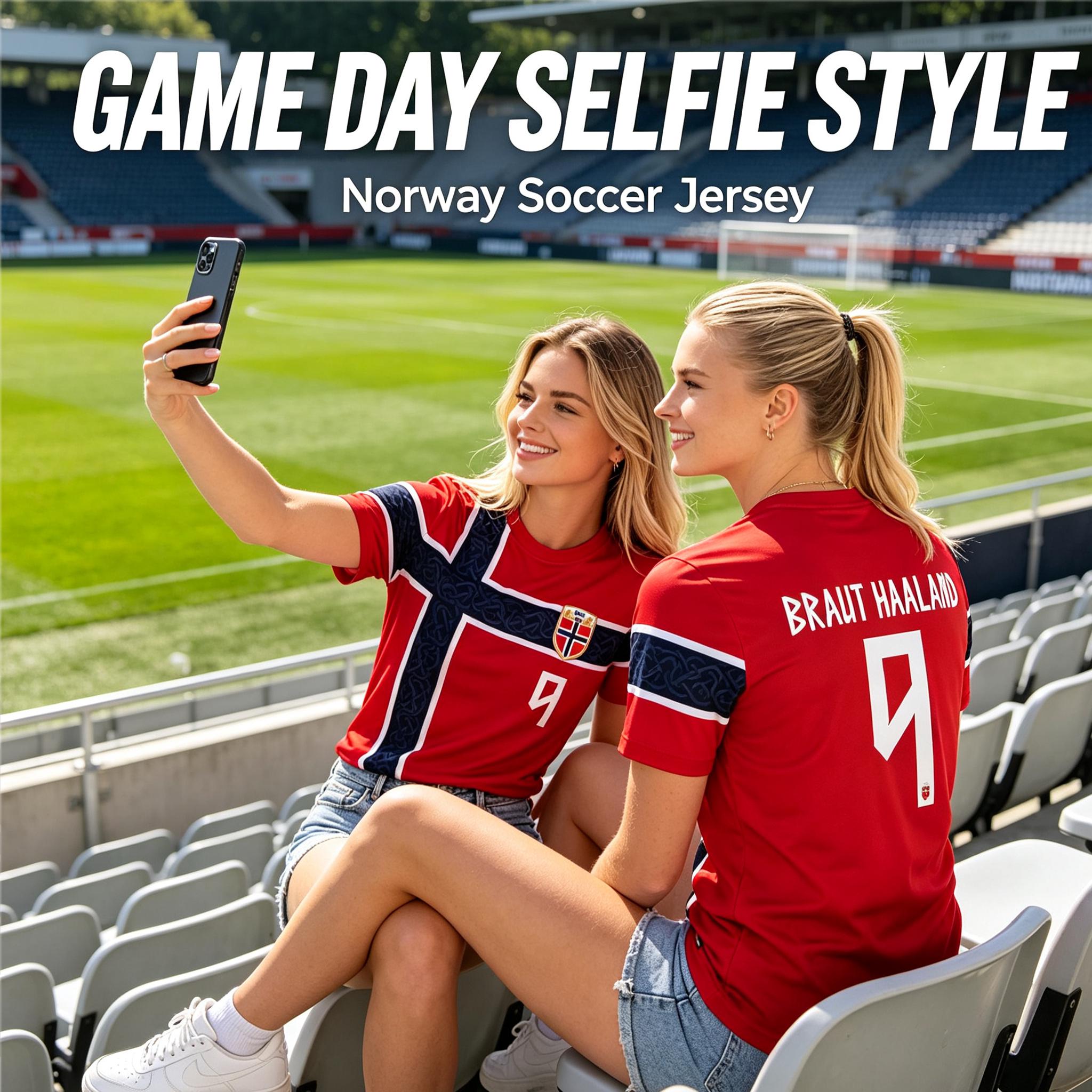 Norway custom soccer jersey with red Nordic cross and personalized name and number - photo 3
