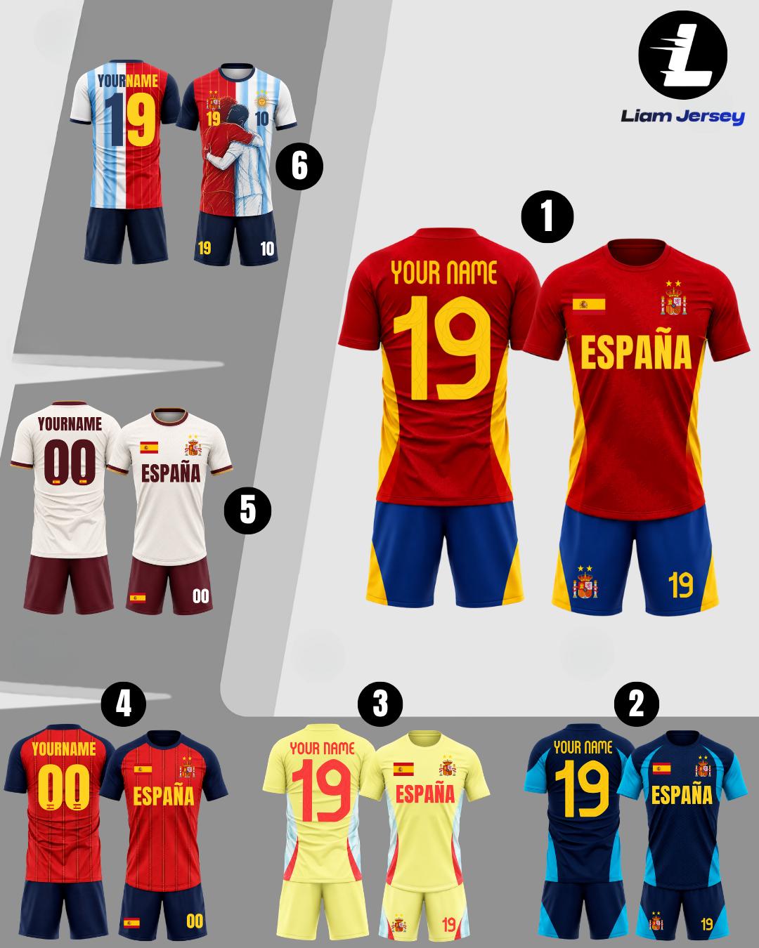 Spain 2026 custom soccer jersey with personalized name and number