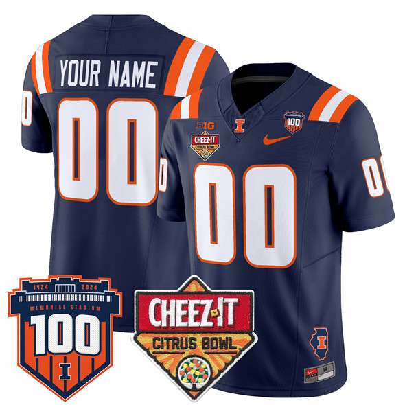 Custom Illinois Fighting Illini navy FUSE jersey