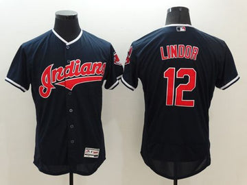 Francisco Lindor Cleveland Guardians navy Authentic jersey