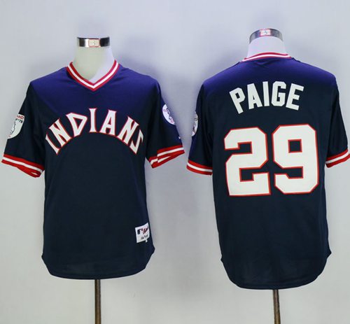 Satchel Paige Cleveland Guardians navy jersey