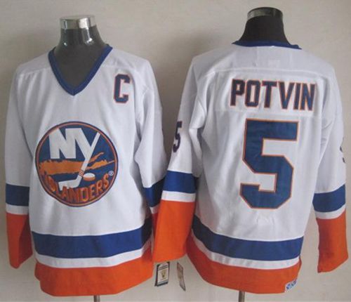 Denis Potvin New York Islanders white Throwback jersey