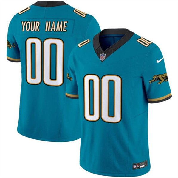 Custom Jacksonville Jaguars teal Throwback jersey