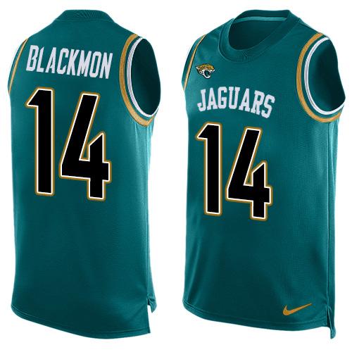 Jaguars #14 Justin Blackmon Teal Green Team Color Tank Top Jersey