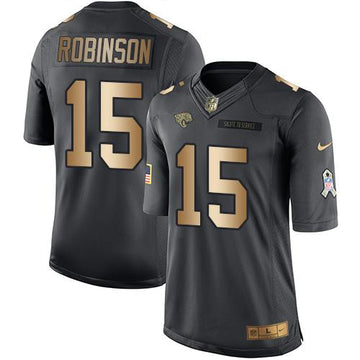 Jaguars #15 Allen Robinson Black Gold Salute To Service Jersey