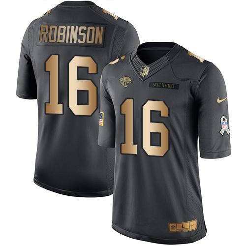 Jaguars #16 Denard Robinson Black Gold Salute To Service Jersey