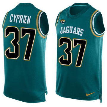 Jaguars #37 John Cyprien Teal Green Team Color Tank Top Jersey