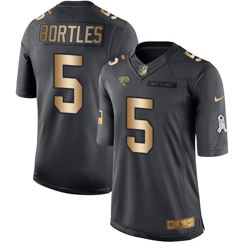 Jaguars #5 Blake Bortles Black Gold Salute To Service Jersey