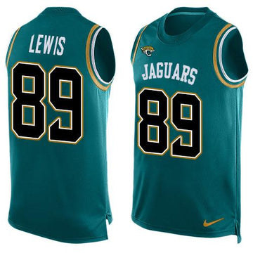 Jaguars #89 Marcedes Lewis Teal Green Team Color Tank Top Jersey