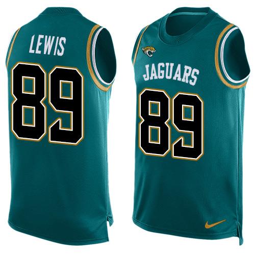 Jaguars #89 Marcedes Lewis Teal Green Team Color Tank Top Jersey