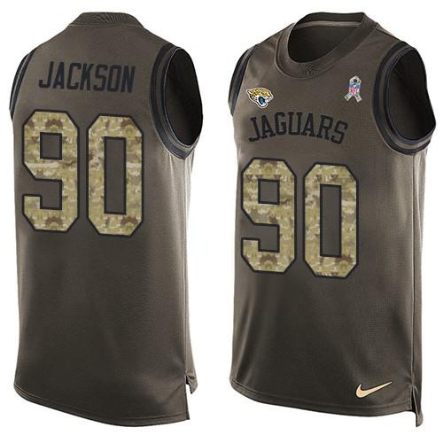 Jaguars #90 Malik Jackson Green Salute To Service Tank Top Jersey