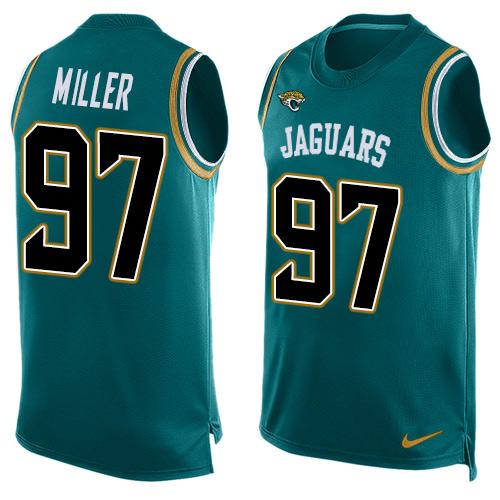 Jaguars #97 Roy Miller Teal Green Team Color Tank Top Jersey