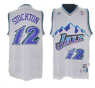 John Stockton Utah Jazz white Throwback jersey