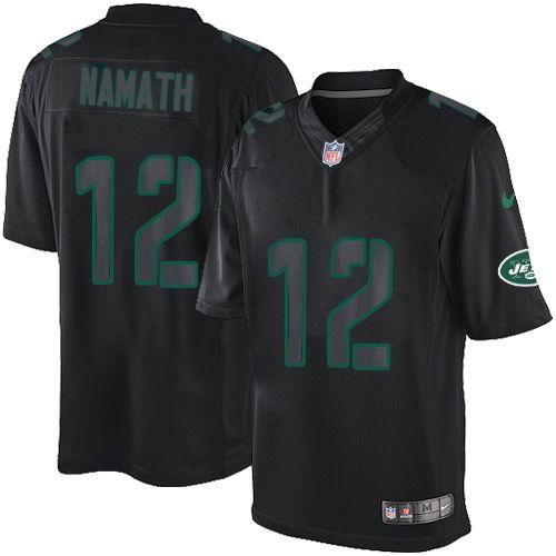 Jets #12 Joe Namath Black Impact Jersey
