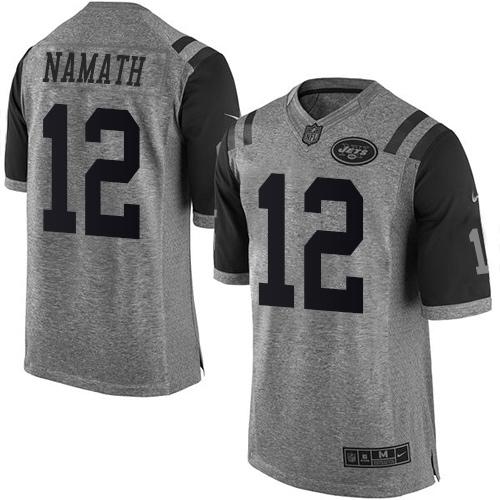 Jets #12 Joe Namath Gray Gridiron Gray Jersey