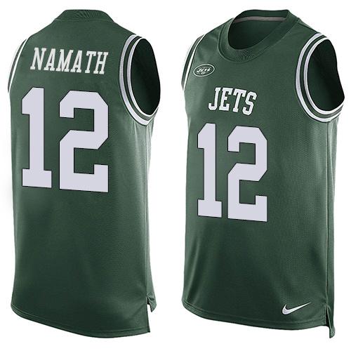 Jets #12 Joe Namath Green Team Color Tank Top Jersey