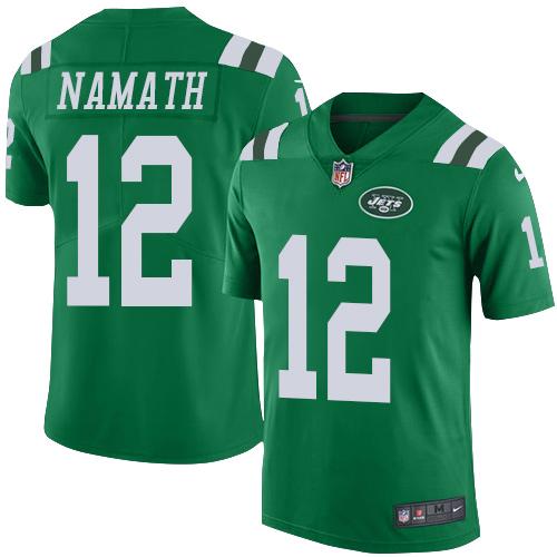 Jets #12 Joe Namath Green Elite Rush Jersey