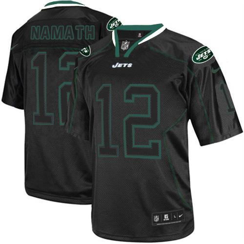 Jets #12 Joe Namath Lights Out Black Elite Jersey