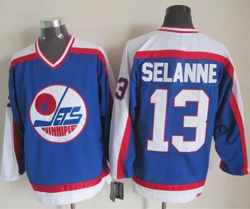 Teemu Selanne Winnipeg Jets blue-white Throwback jersey