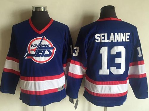 Teemu Selanne Winnipeg Jets blue Throwback jersey