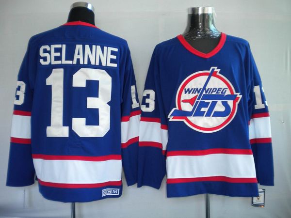 Teemu Selanne Winnipeg Jets blue Throwback jersey