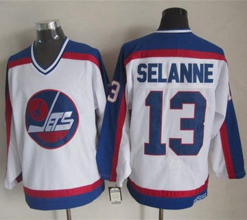 Teemu Selanne Winnipeg Jets white-blue Throwback jersey