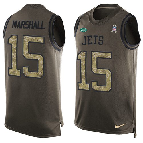 Jets #15 Brandon Marshall Green Salute To Service Tank Top Jersey
