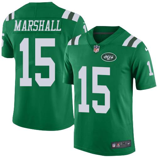 Jets #15 Brandon Marshall Green Elite Rush Jersey
