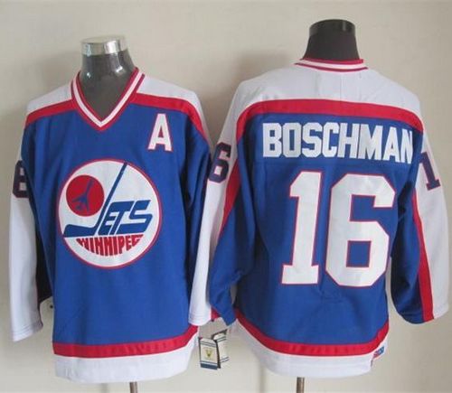 Laurie Boschman Winnipeg Jets blue-white Throwback jersey