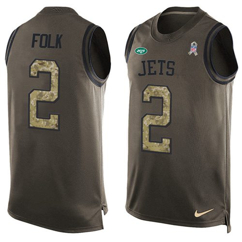 Jets #2 Nick Folk Green Salute To Service Tank Top Jersey