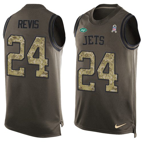 Jets #24 Darrelle Revis Green Salute To Service Tank Top Jersey