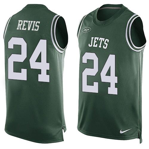 Jets #24 Darrelle Revis Green Team Color Tank Top Jersey