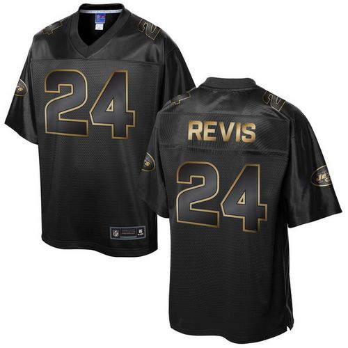 Jets #24 Darrelle Revis Pro Line Black Gold Collection Game Jersey