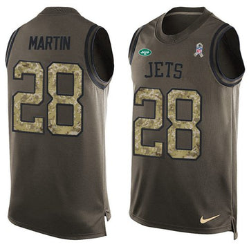 Jets #28 Curtis Martin Green Salute To Service Tank Top Jersey