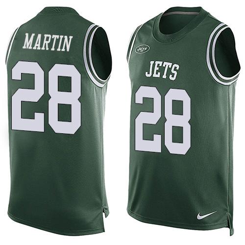 Jets #28 Curtis Martin Green Team Color Tank Top Jersey