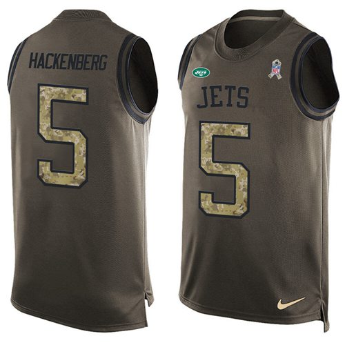 Jets #5 Christian Hackenberg Green Salute To Service Tank Top Jersey