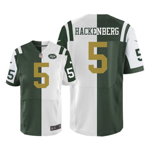 Jets #5 Christian Hackenberg Green-White Elite Split Jersey